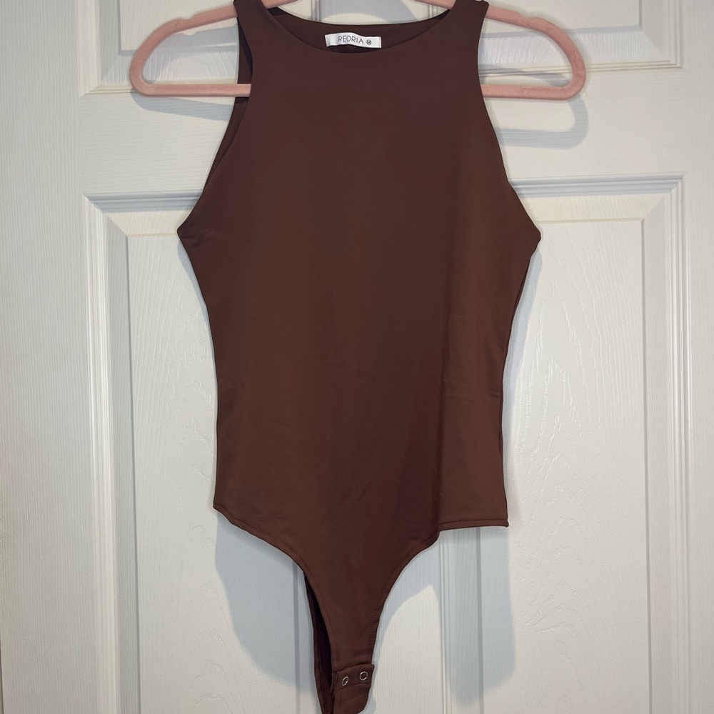 ReoRia Chocolate Brown Sleeveless Bodysuit -M